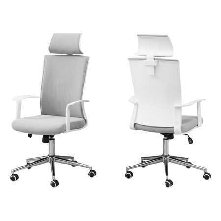 MONARCH SPECIALTIES Office Chair, Adjustable Height, Swivel, Ergonomic, Armrests, Computer Desk, Work, Metal, White I 7301